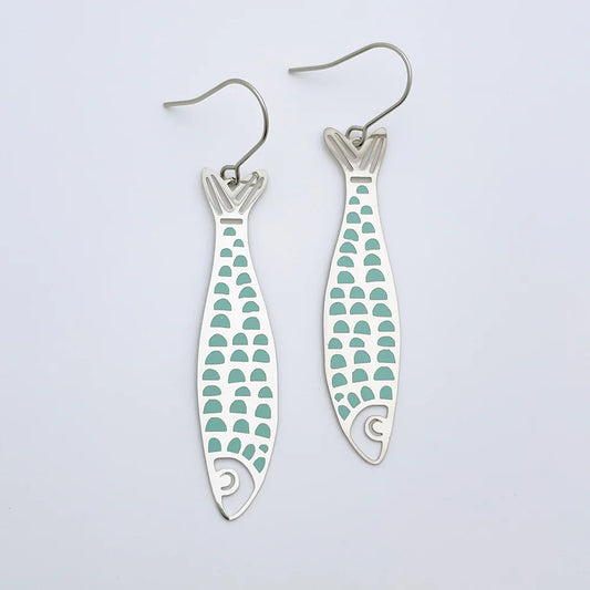 Denz Fishy Silver and Blue Earring