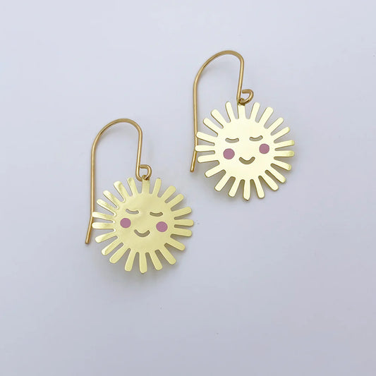 Denz Mini Cheeky Sun Earrings - Gold