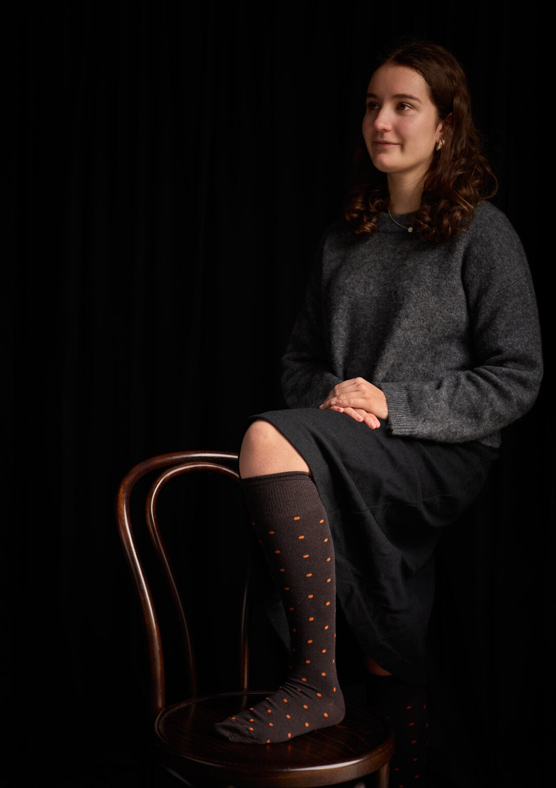 Tightology Dotty Merino Wool Socks - Chocolate