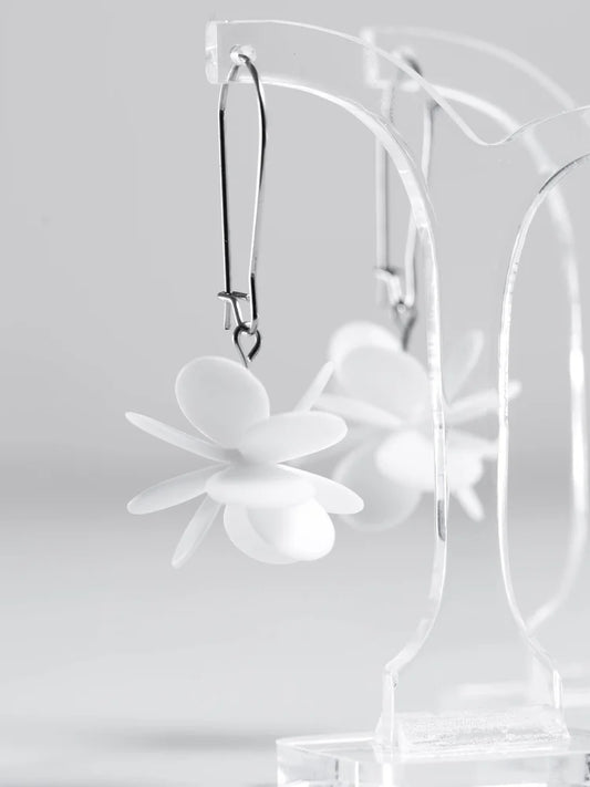 Claire Ishino White Blossom Flower Earrings