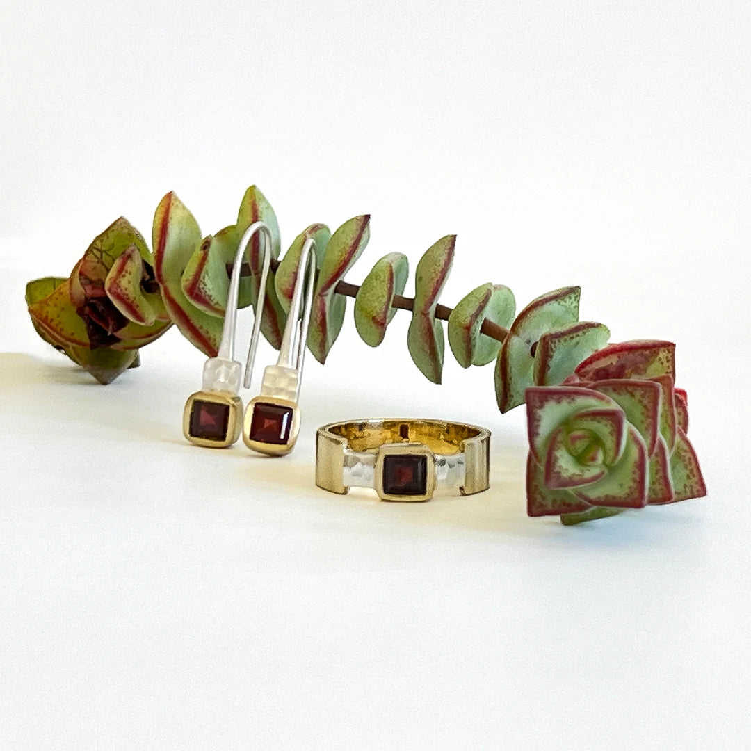 via Smith Garnet Bridge Earrings