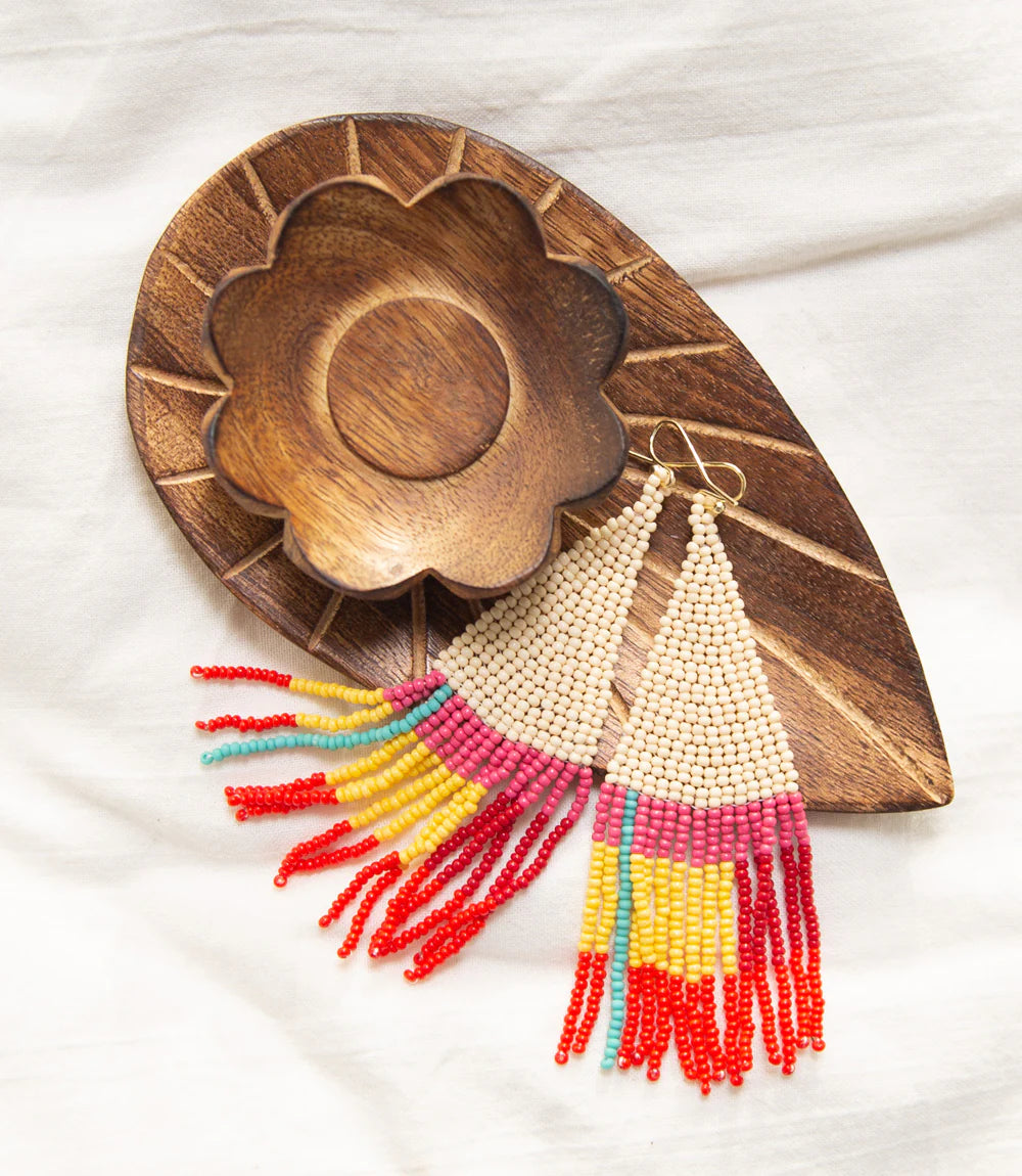 Fair Trade Wanderer Beaded Pyramid Earrings