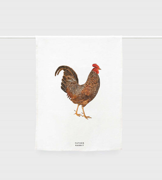 Father Rabbit Rooster Tea Towel