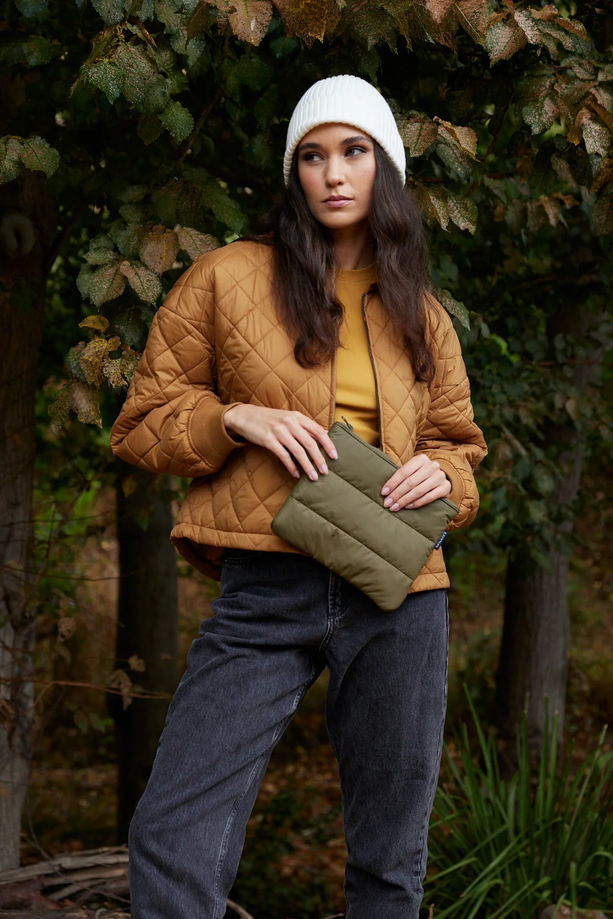 'Flat Base' Clutch - Khaki