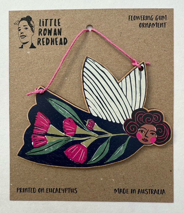 Little Rowan Red Head Wooden Christmas Ornament - Flowering Gum