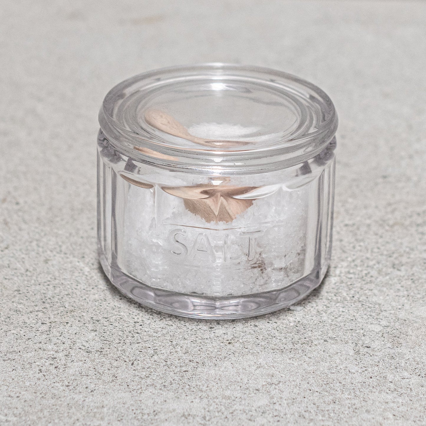 Heaven In Earth Glass Salt Pot with Wooden Spoon