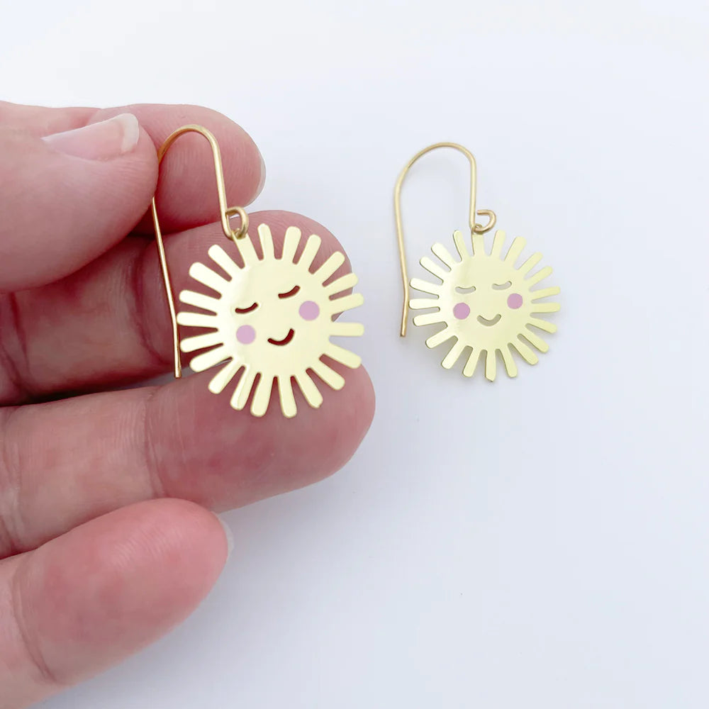 Denz Mini Cheeky Sun Earrings - Gold