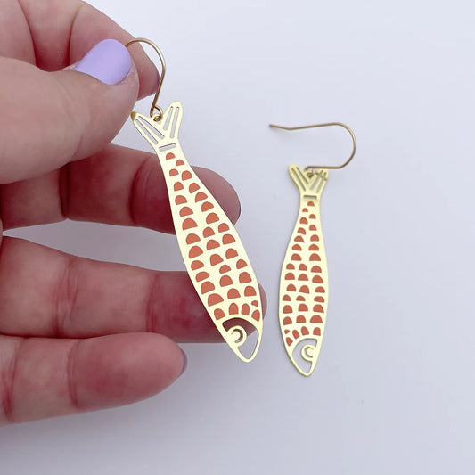 Denz Fishy Gold and Orange Earring
