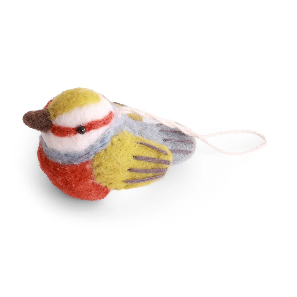 Gry & Sif Felted Silver Eye Bird Ornament