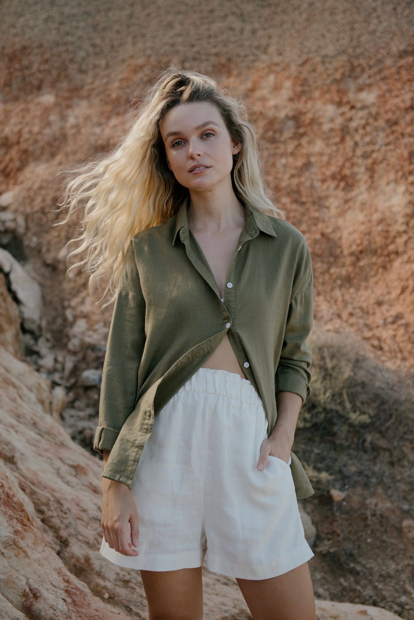 Hemp Clothing Long Sleeve Olive Shirt