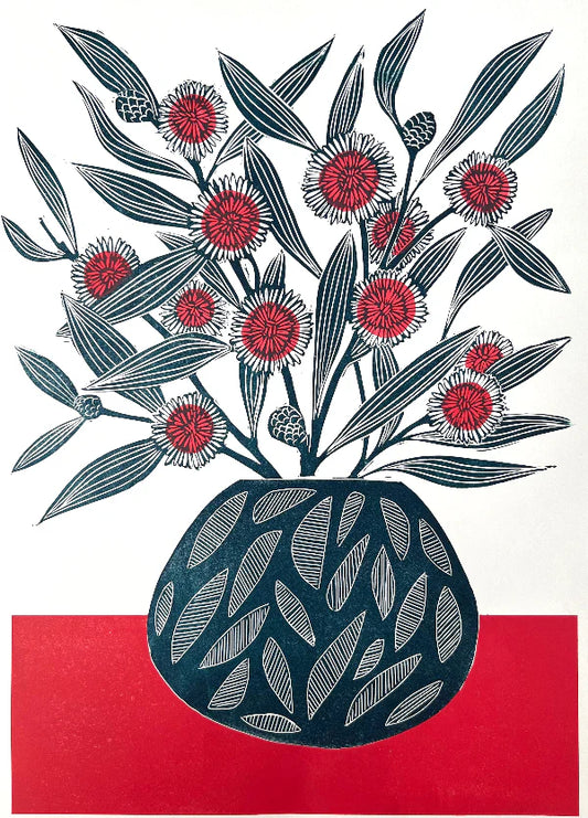 Little Rowan Red Head - Happy Hakea Linoprint