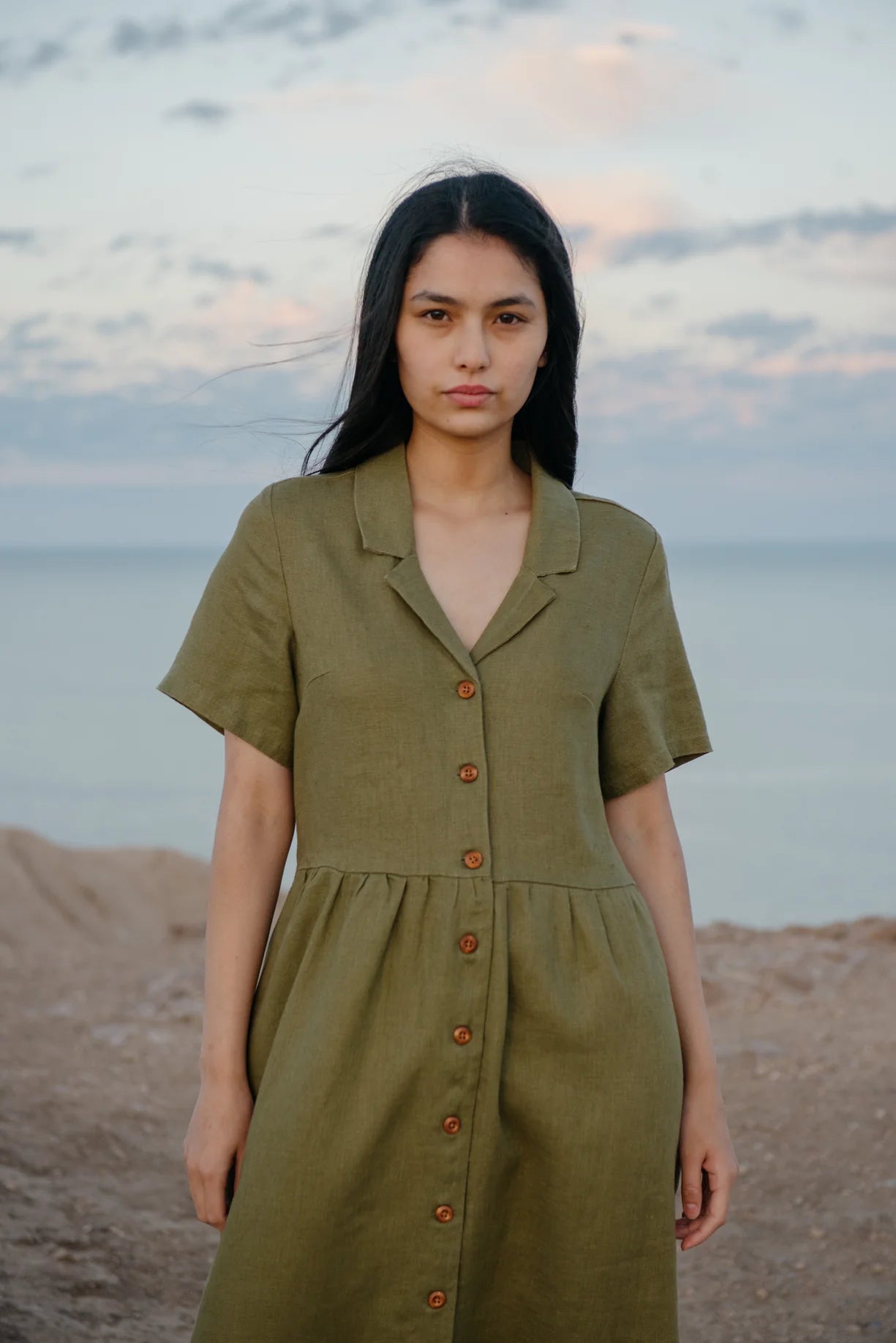 Hemp Clothing Day Dress - Olive