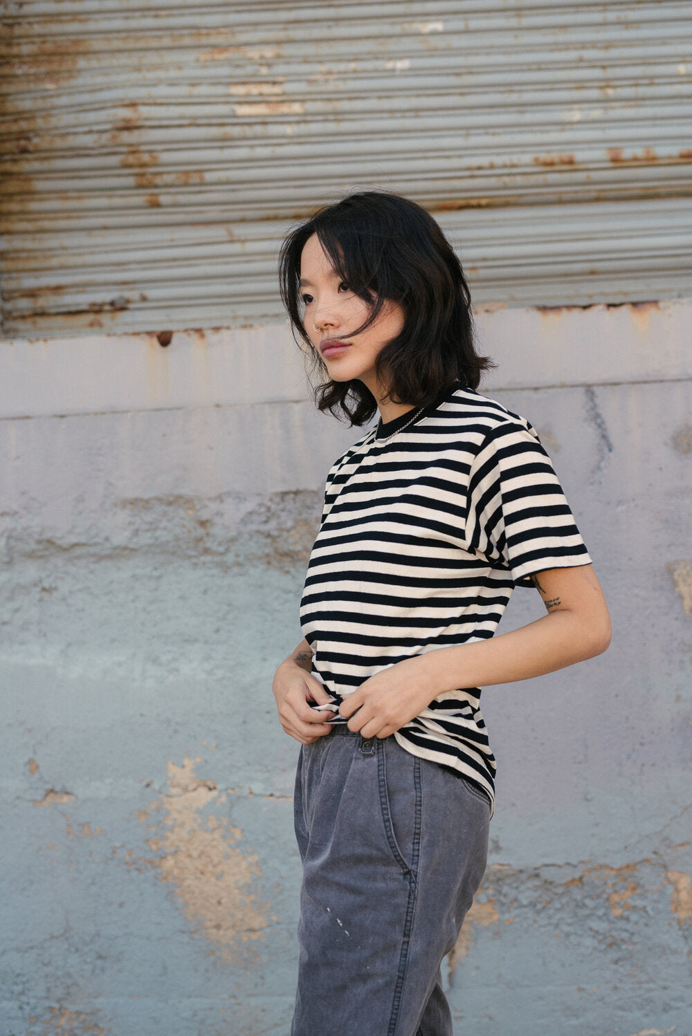 Hemp Clothing Boxy Tee / Stripe