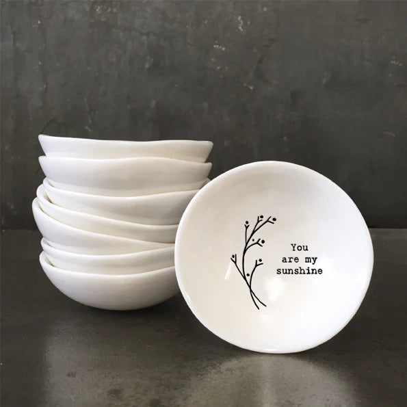 East of India Small Porcelain Bowl with sweet little sayings