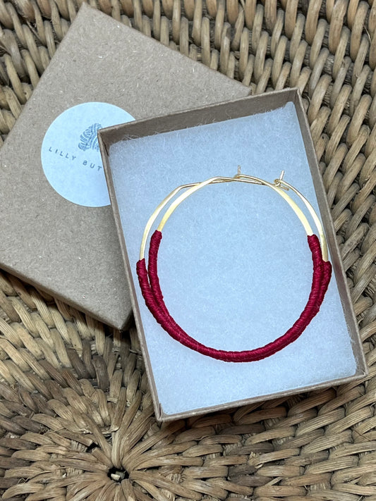 Lilly Buttrose Woven Earrings Red and Gold Plated