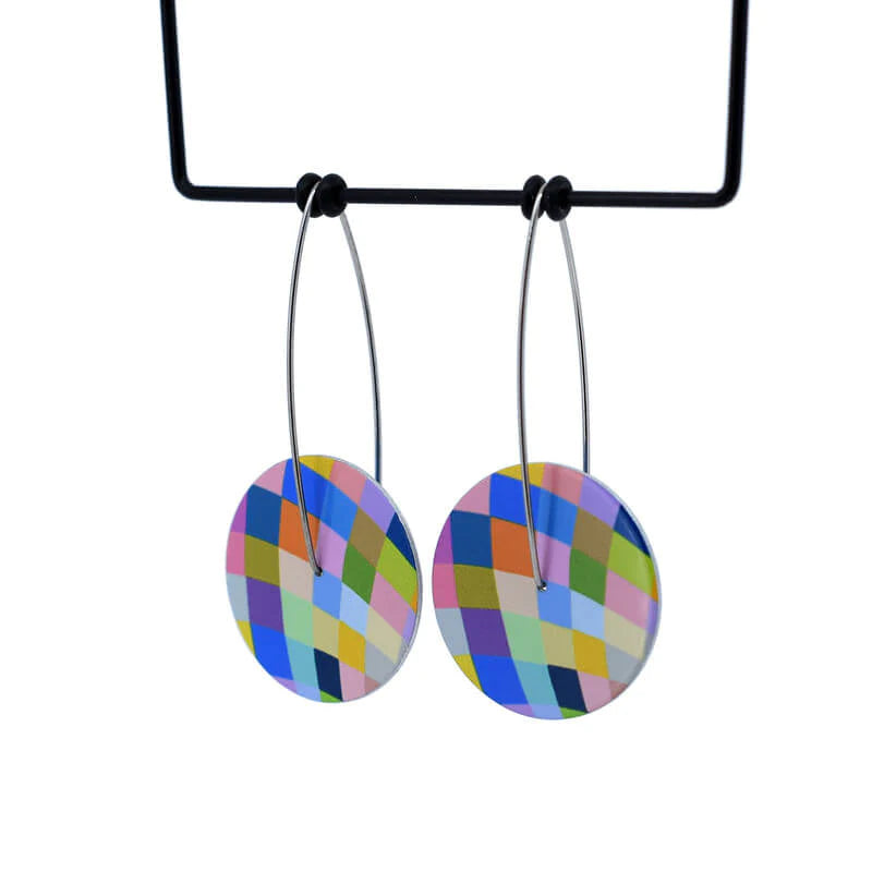 Kitty Came Home - Harlequin Lines Drop Hook Earrings