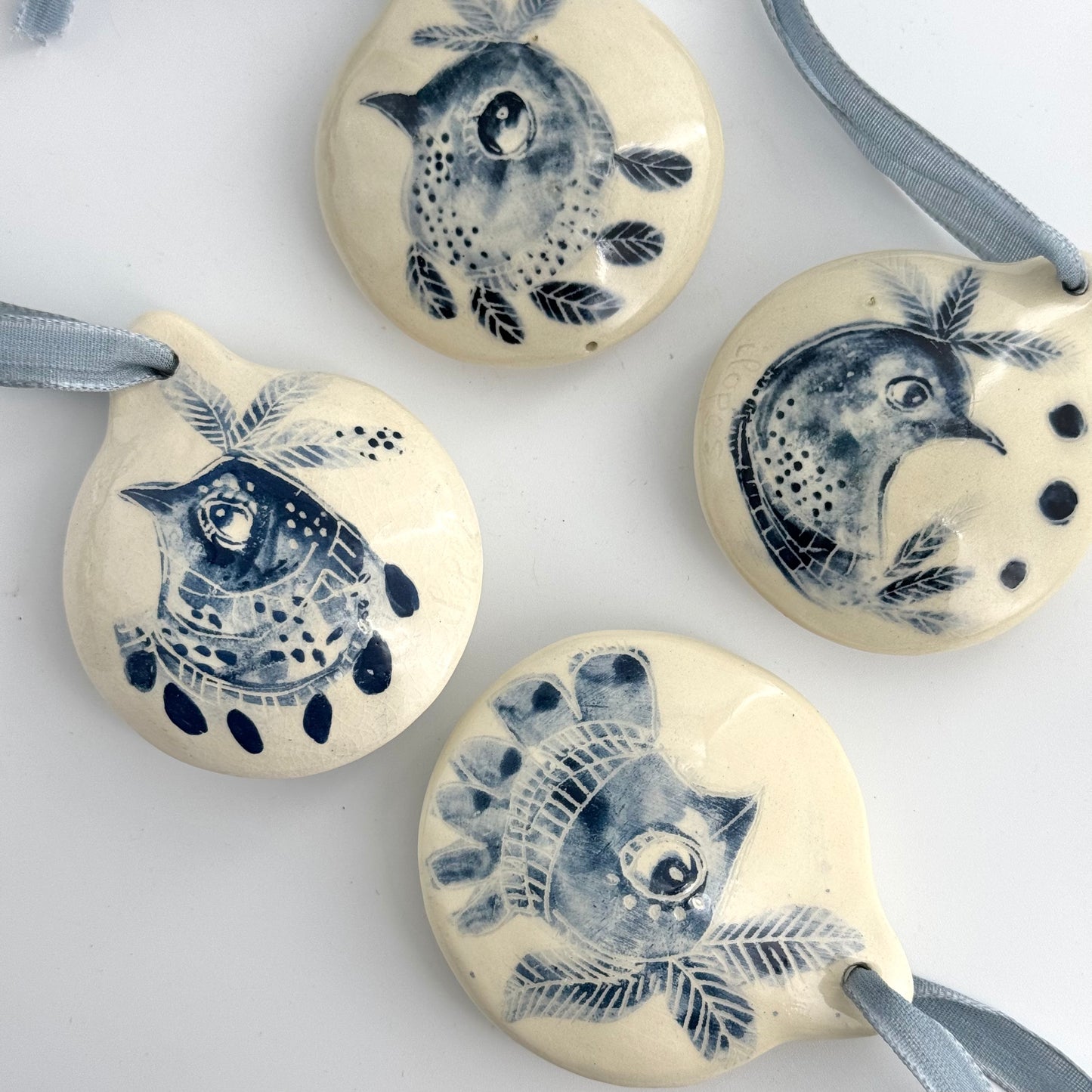 Isabel Lopes Ceramic Baubles - Blue Birds