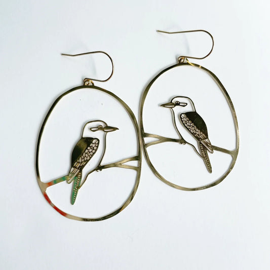 Denz Kookaburra gold earrings