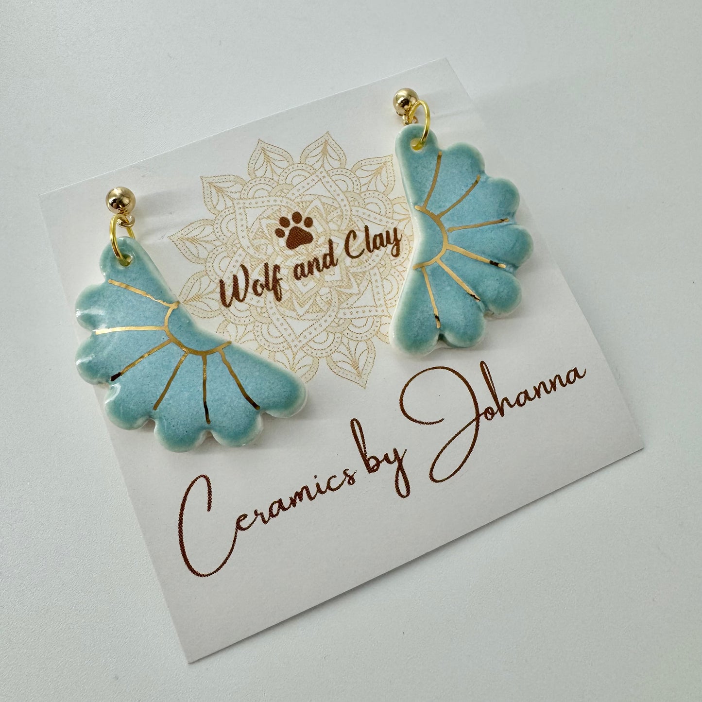 Turquoise Daisy Porcelain Earrings