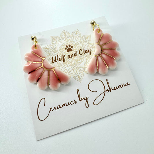 Pink Daisy Porcelain Earrings