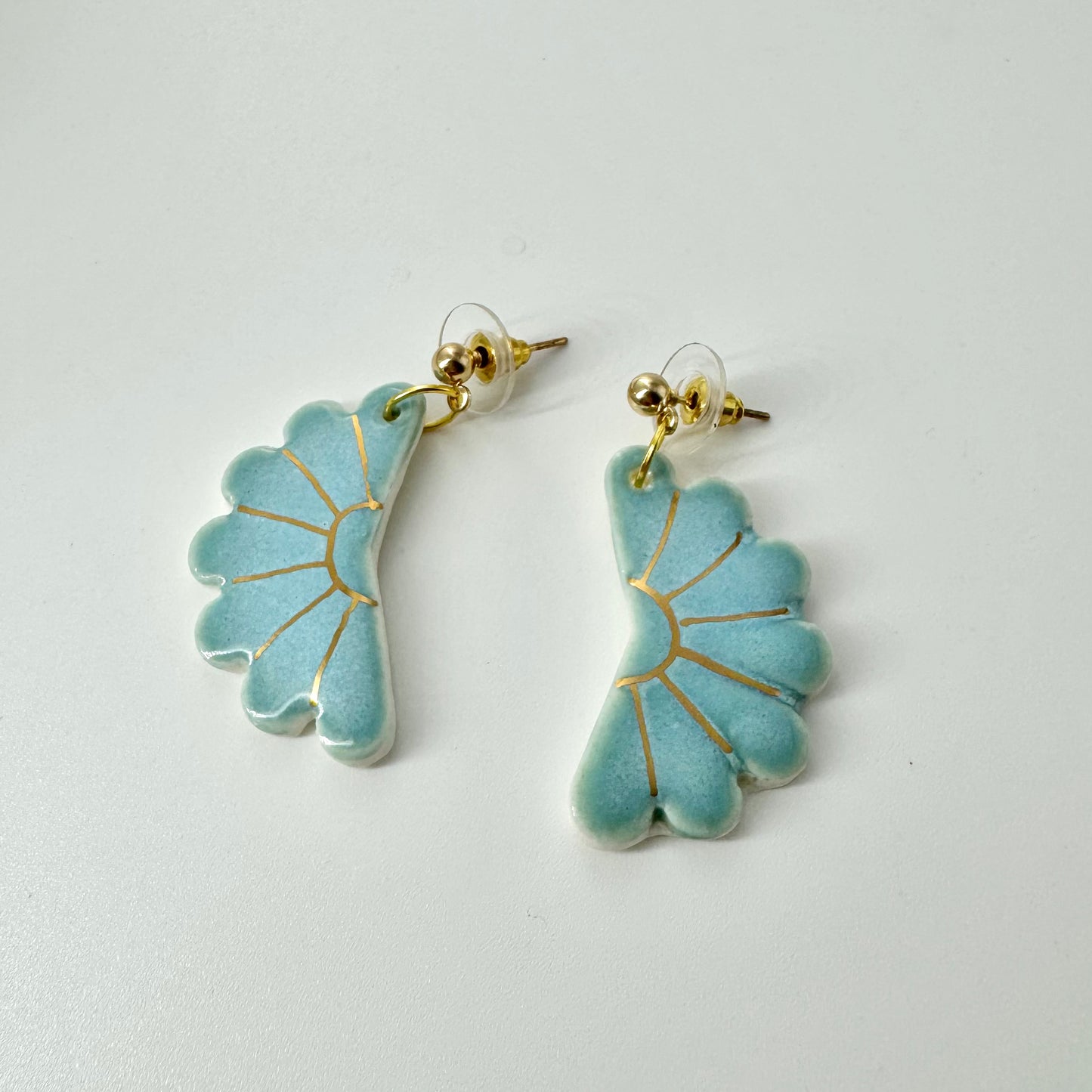 Turquoise Daisy Porcelain Earrings