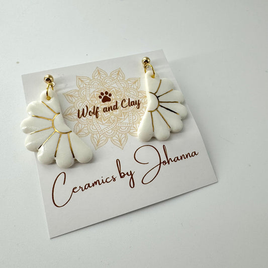 White Daisy Porcelain Earrings
