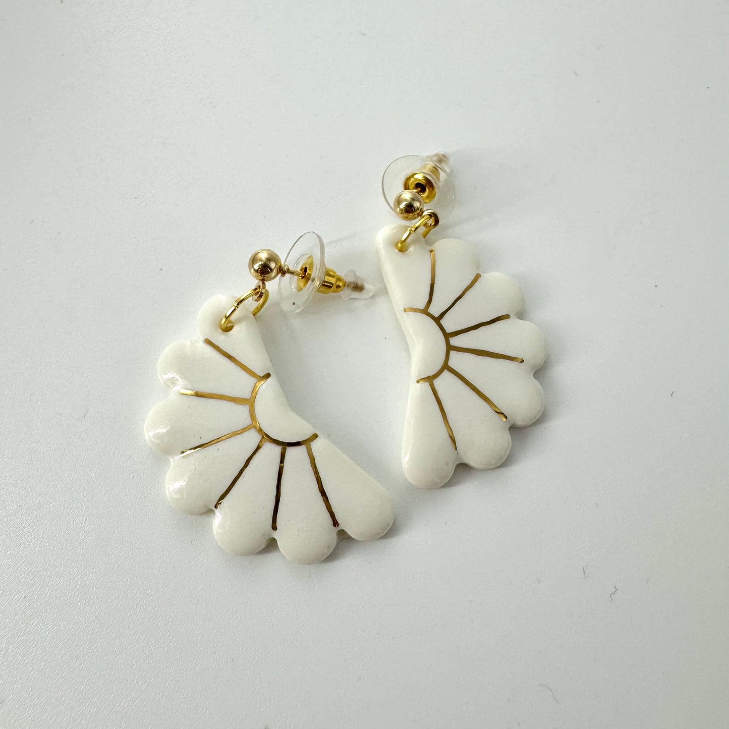 White Daisy Porcelain Earrings