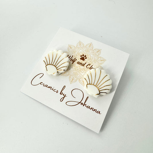 White Sea Shell Stud Earrings