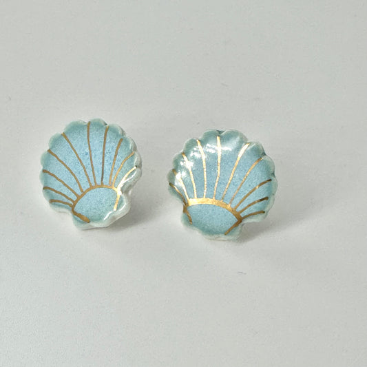 Turquoise Sea Shell Stud Earrings
