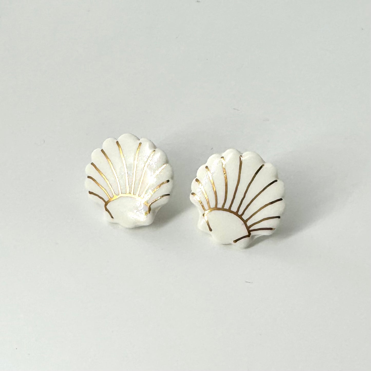 White Sea Shell Stud Earrings