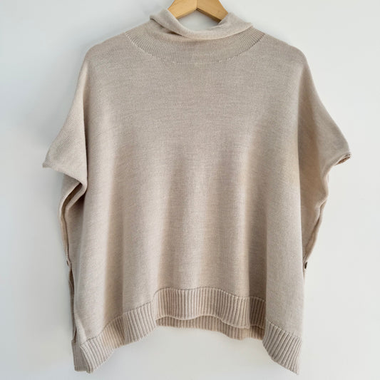 Australian Merino Wool Button Poncho