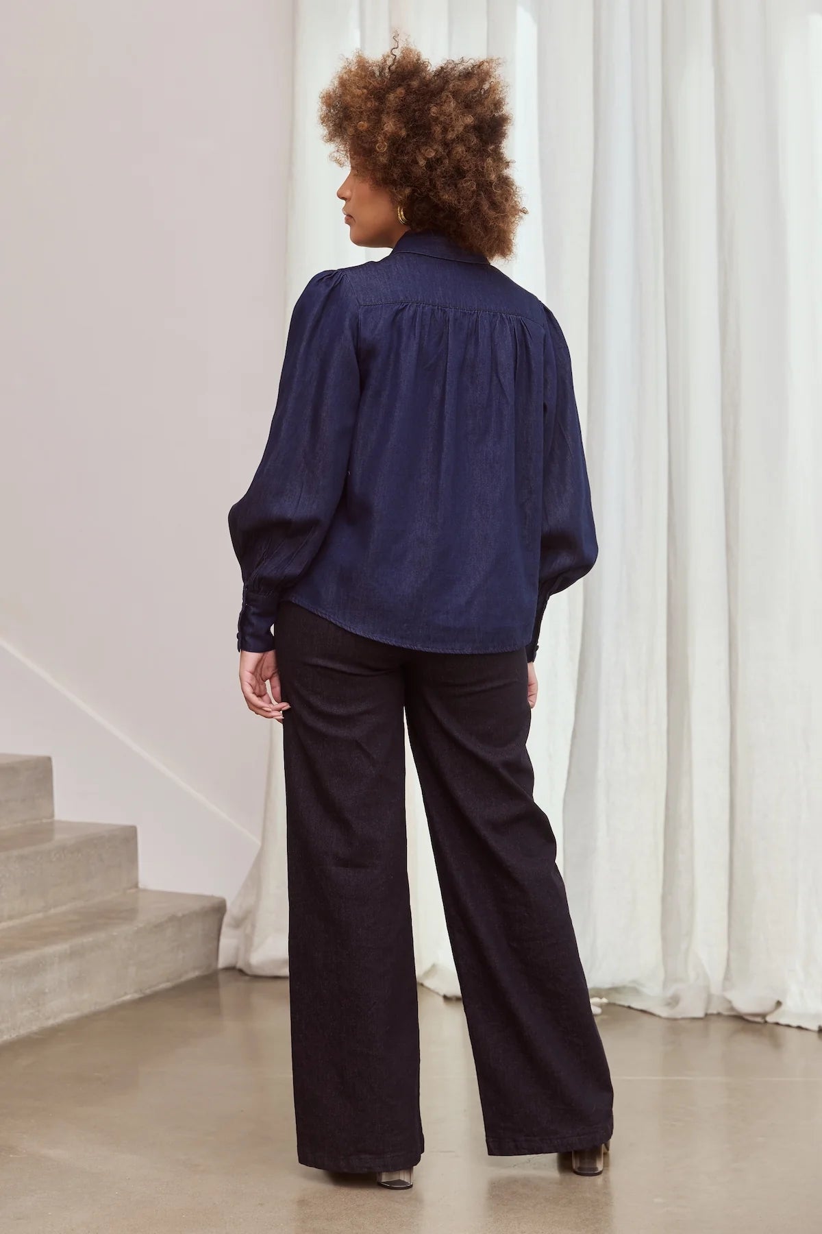 Indigo Chambray Blouse - Frock Me Out