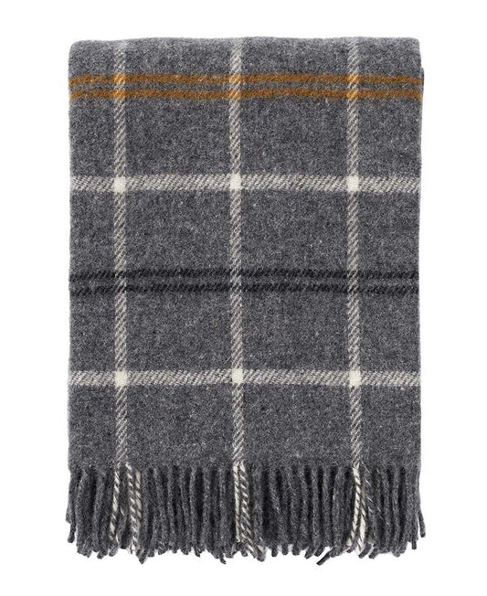 Klippan Tartan Brushed Wool Blanket - Dark Grey
