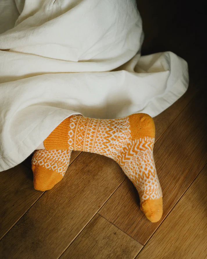 Nishiguchi Kutsushita Oslo Wool Socks - Lantern Orange