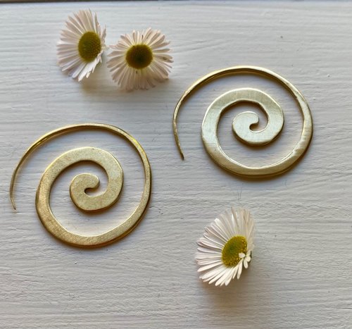 Loom Brass Spiral Earrings