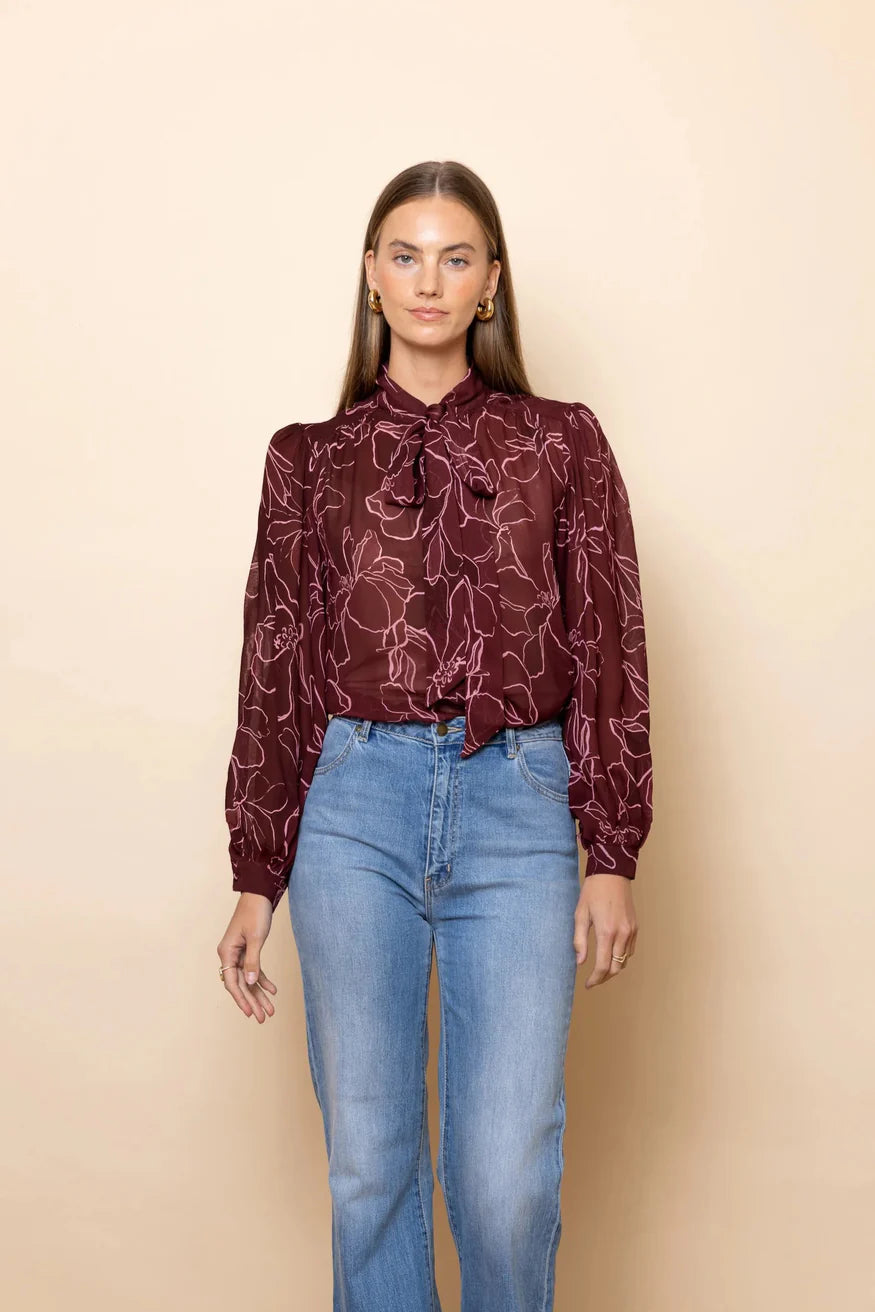 Magnolia Tie Neck Blouse - Frock Me Out