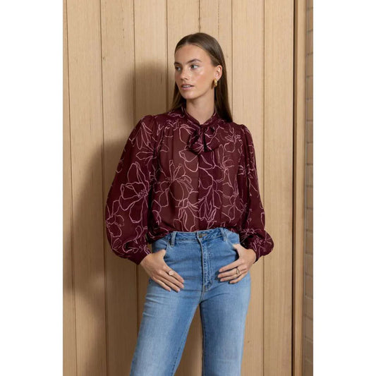 Magnolia Tie Neck Blouse - Frock Me Out