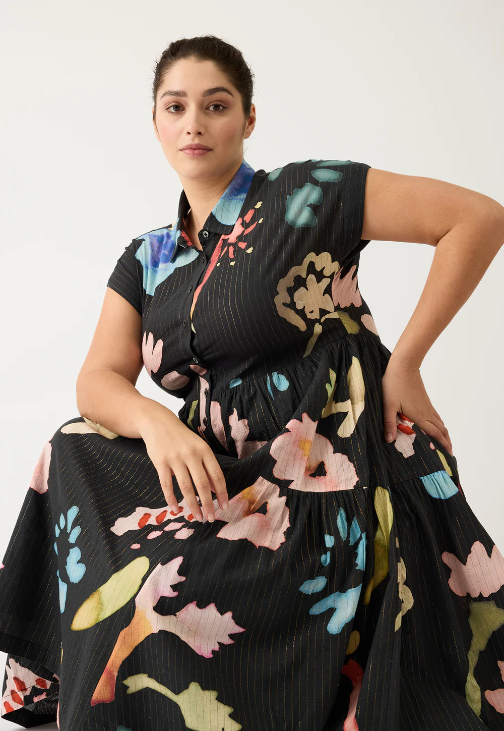 Nancybird Maja Dress - Watercolour Charcoal