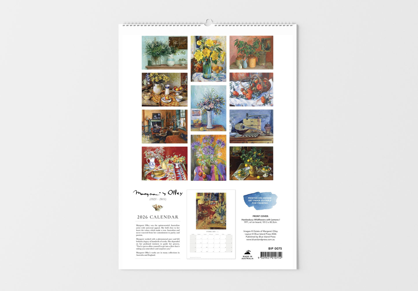 Margaret Olley 2026 Large Wall Calendar