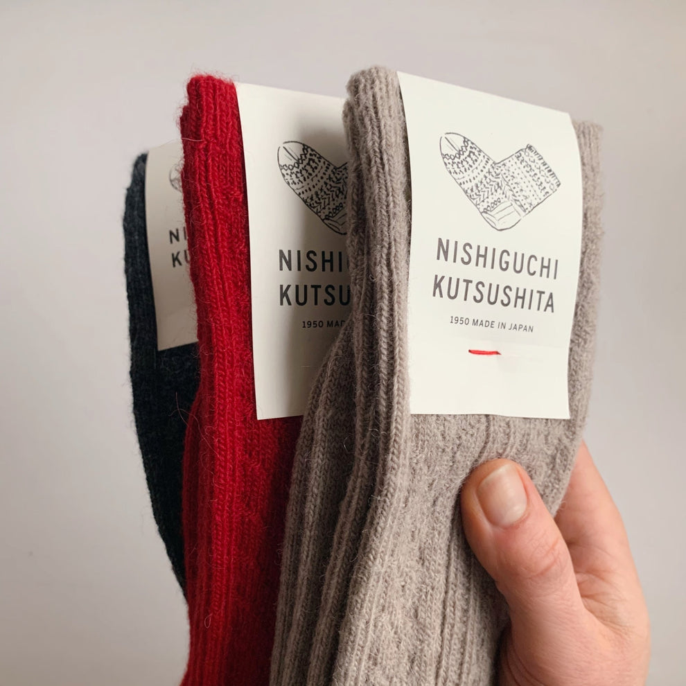 Nishiguchi Kutsushita Alpaca Wool Cable Socks