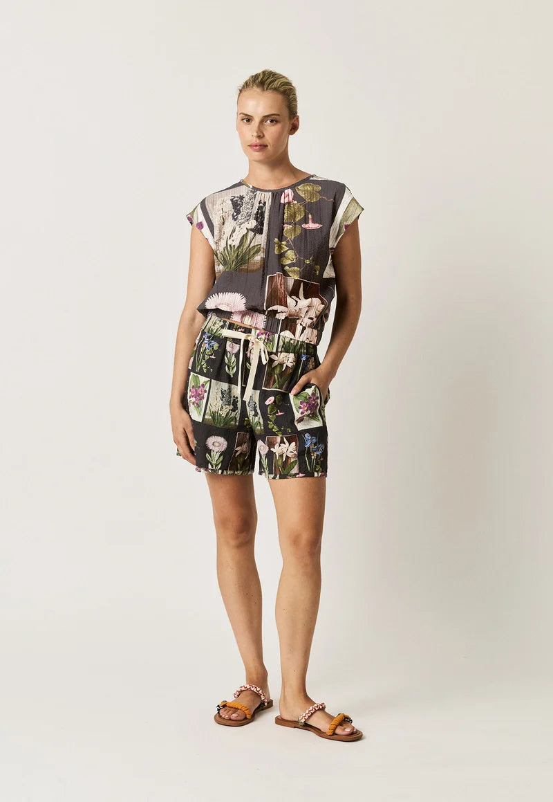 Nancybird Sabrina Top - Charcoal Archive Floral