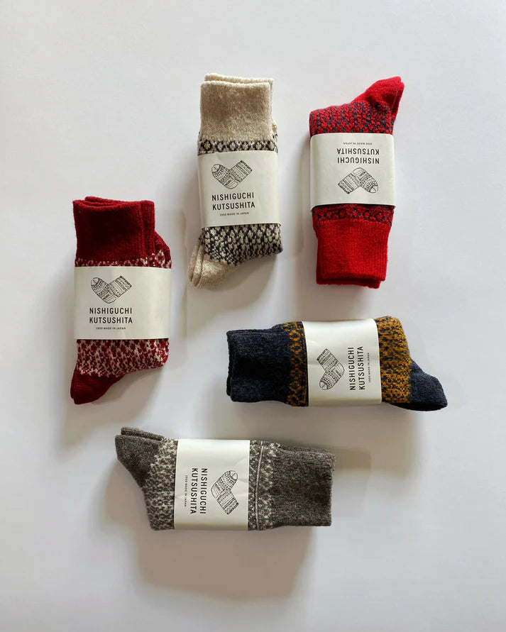 Nishiguchi Kutsushita Oslo Wool Socks - Lantern Orange