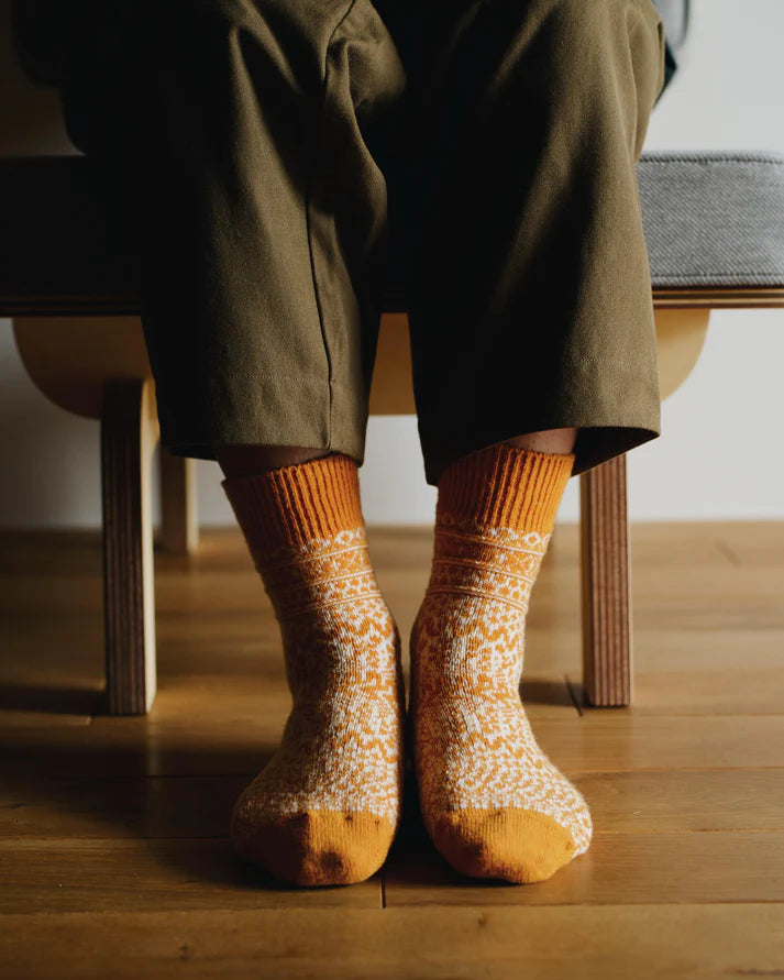 Nishiguchi Kutsushita Oslo Wool Socks - Lantern Orange