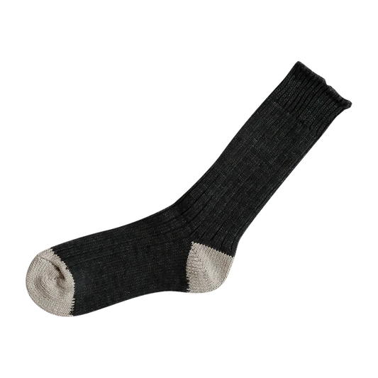 Nishiguchi Kutsushita Luxurious Cotton Ribbed Socks - Charcoal