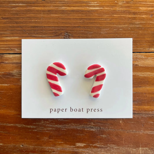 Paper Boat Press Candy Cane Earrings