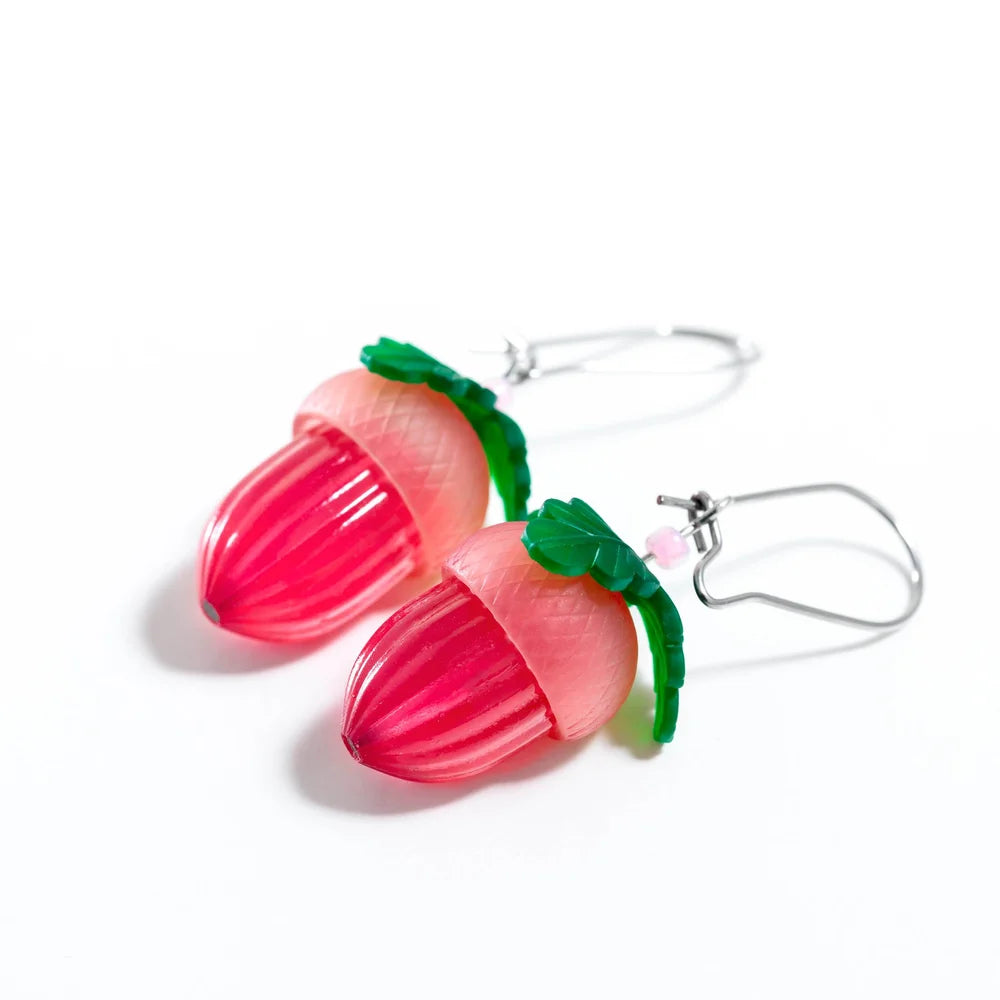 Claire Ishino Lucky Peach Pink Acorn Earrings