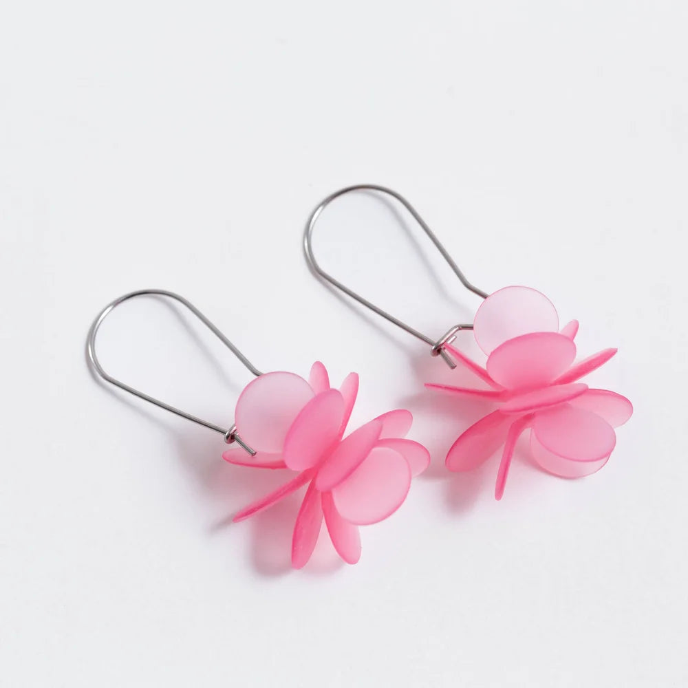 Claire Ishino Peach Pink Blossom Flower Earrings