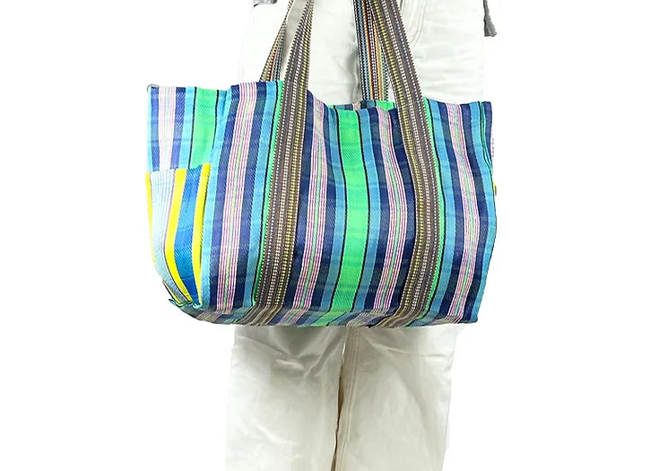Pocket Market Bag - Blue/Green Multi