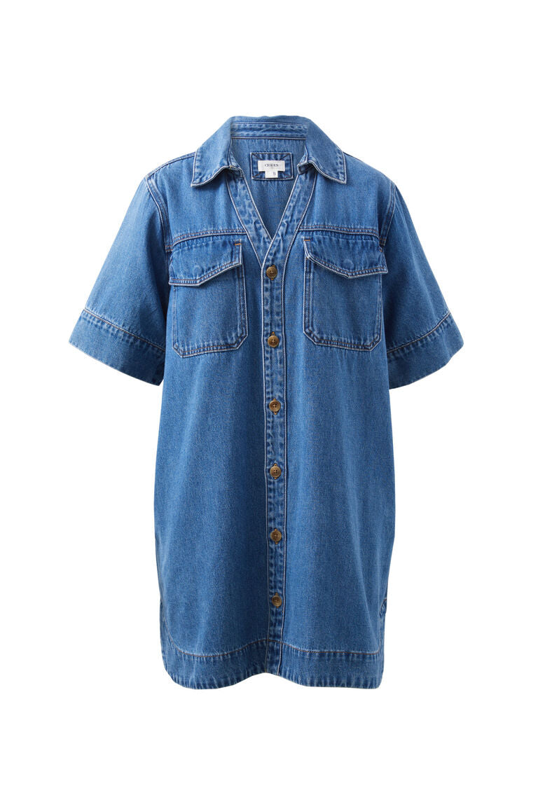 Ceres Life Sammy Relaxed Shirt Dress - Fresh Indigo