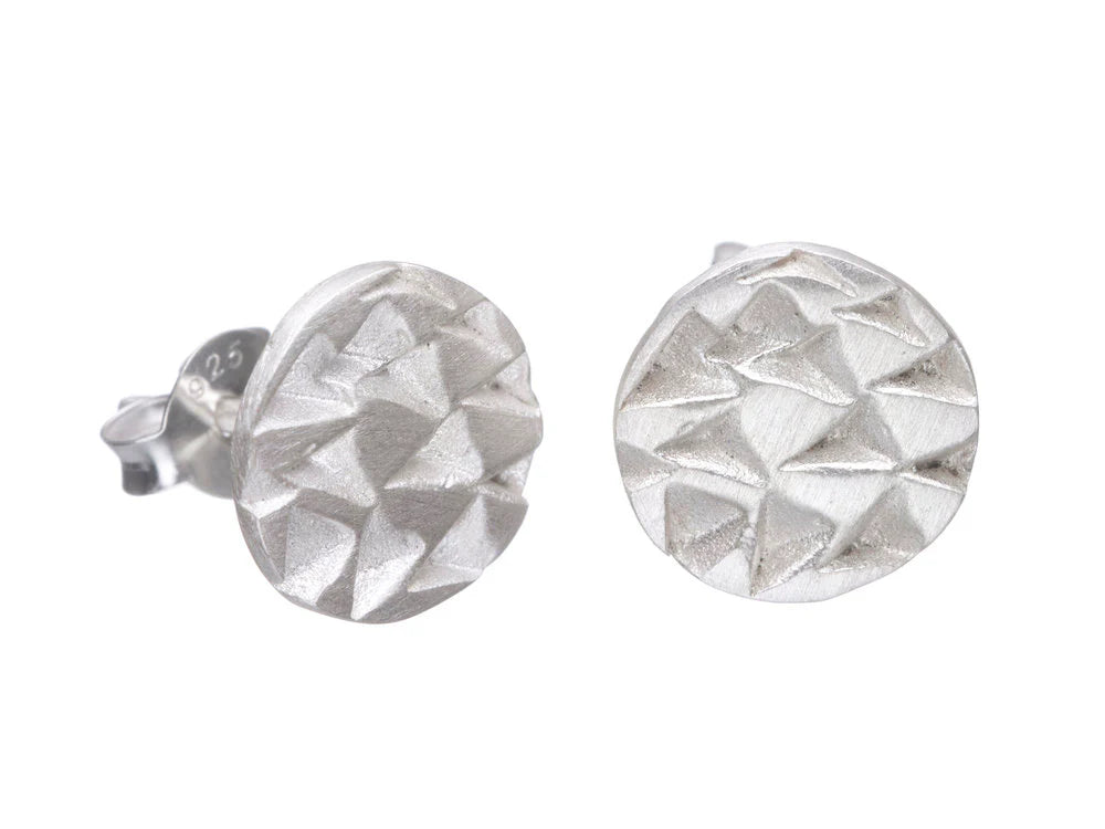 Shabana Jacobson Textured Round Stud - Silver